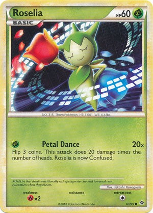 Pokemon Card HS Unleashed Single Card Common Roselia 61/95