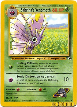 Pokemon Gym Heroes Rare Card - Sabrina's Venemoth 34/132