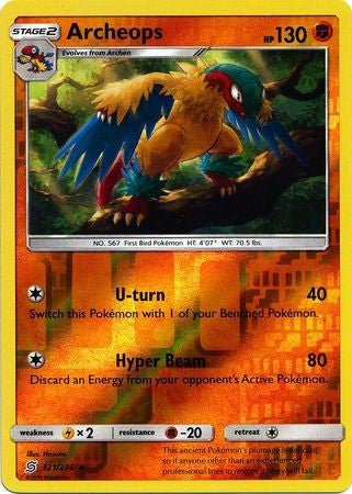 Archeops - 121/236 - Rare Reverse Holo Sun & Moon: Unified Minds Reverse Holo