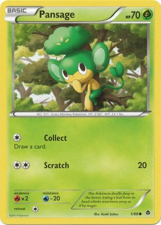 Pokemon Emerging Powers Common Card - Pansage 1/98