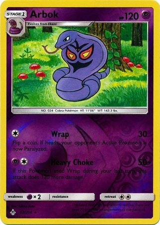 Arbok - 63/214 - Sun & Moon: Unbroken Bonds Rare Reverse Holo