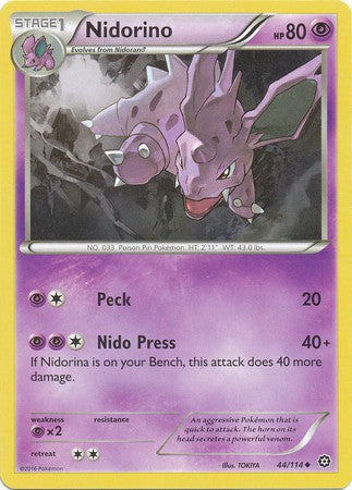 Nidorino 44/114 Uncommon - Pokemon XY Steam Siege Card