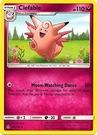 Clefable - 133/214 - Sun & Moon: Unbroken Bonds Rare