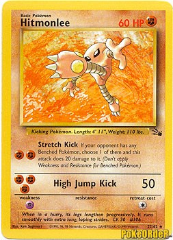 Pokemon Fossil Rare Card - Hitmonlee 22/62