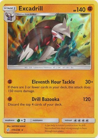 Sun & Moon: Cosmic Eclipse Singles Excadrill - 115/236 - Holo Rare Sun & Moon: Cosmic Eclipse Singles