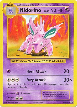 Nidorino 44/108 Uncommon - Pokemon XY Evolutions Single Card