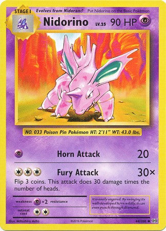 Nidorino 44/108 Uncommon - Pokemon XY Evolutions Single Card