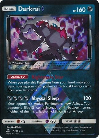 Darkrai Prism Star 77/156 Holo Rare - Pokemon Ultra Prism