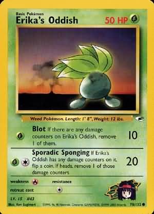 Pokemon Gym Heroes Common Card - Erika's Oddish 78/132
