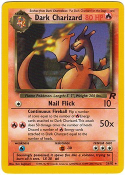 Pokemon Team Rocket Rare Card - Dark Charizard 21/82
