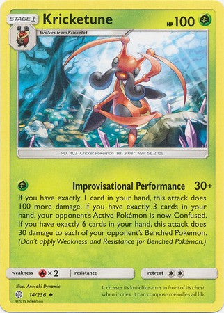 Kricketune - 14/236 - Uncommon Sun & Moon: Cosmic Eclipse Singles