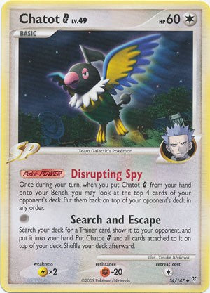 Pokemon Supreme Victors Uncommon Card - Chatot G 54/147