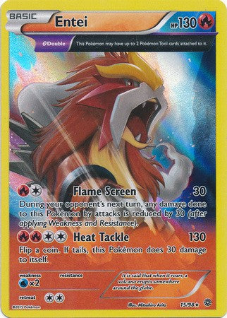 Entei 15/98 HOLO RARE - Pokemon XY Ancient Origins Card