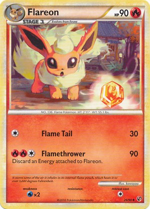 Pokemon Card HeartGold SoulSilver Undaunted Uncommon Flareon 26/90