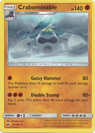 Crabominable 74/147 Rare - Pokemon Sun & Moon Burning Shadows Card