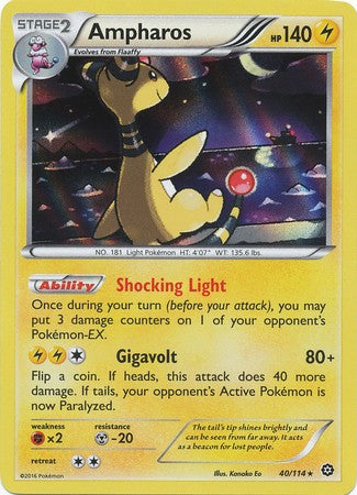 Ampharos 40/114 Rare Holo - Pokemon XY Steam Siege Card