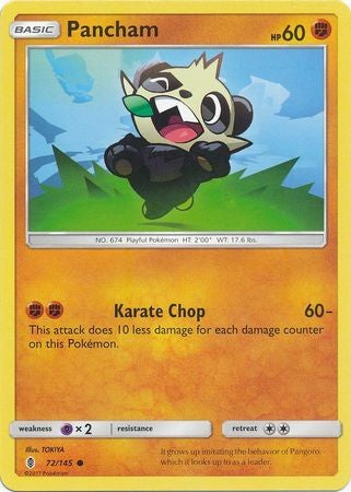 Pancham 72/145 Common - Pokemon Sun & Moon Guardians Rising Card
