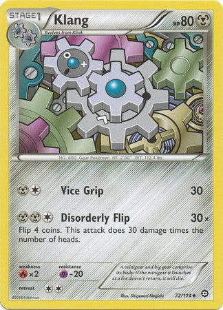Klang 72/114 Uncommon - Pokemon XY Steam Siege Card
