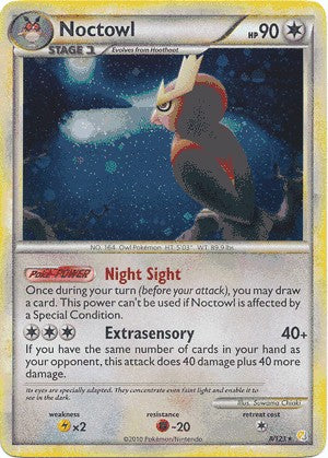 Pokemon HeartGold SoulSilver Single Card Holofoil Rare Noctowl 8/123
