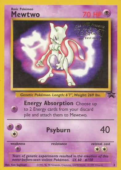 Pokemon Rare Promo Single Card - Mewtwo 3 WB