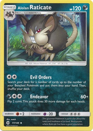 Alolan Raticate 77/149 Uncommon - Pokemon Sun & Moon Base Set Single Card