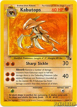 Pokemon Fossil Rare Card - Kabutops 24/62