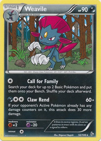 Weavile 52/106 - Pokemon XY Flashfire Rare Card