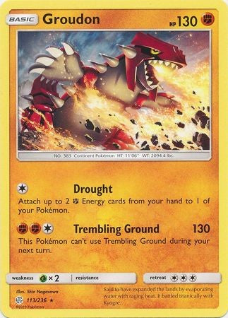 Groudon - 113/236 - Rare Sun & Moon: Cosmic Eclipse Singles