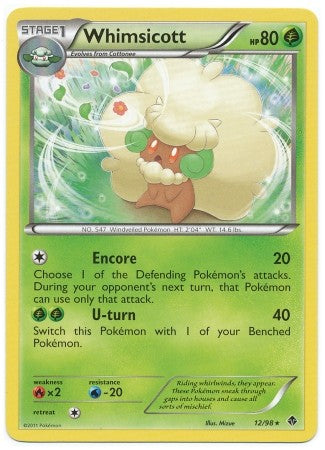 Pokemon Emerging Powers Rare Card - Whimsicott 12/98