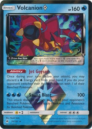 Volcanion Prism Star 31/131 Holo Rare - Pokemon Sun & Moon Forbidden Light Card