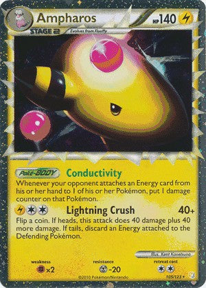 Pokemon HeartGold SoulSilver Card Holo Rare Ampharos Prime 105/123