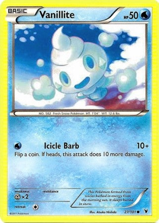 Pokemon Noble Victories Common Card - Vanillite 27/101
