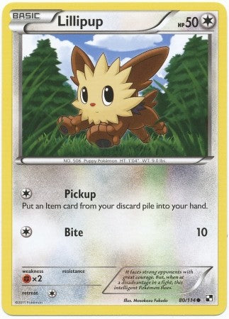 Pokemon Black & White Lillipup 80/114 Common Card