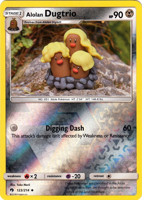 Alolan Dugtrio - 123/214 (Reverse Foil) Pokemon » SM Lost Thunder Uncommon