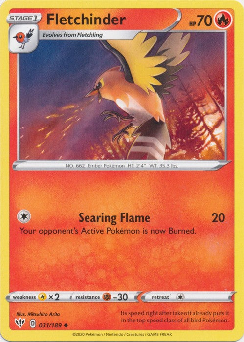 Fletchinder - 031/189 Pokemon » SWSH Darkness Ablaze Uncommon