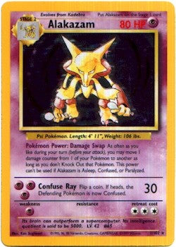Pokemon Basic Holofoil Card - Alakazam 1/102