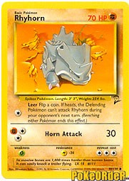 Pokemon Base Set 2 Common Card - Rhyhorn 90/130