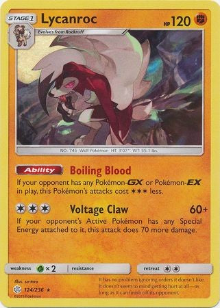 Lycanroc - 124/236 - Holo Rare Sun & Moon: Cosmic Eclipse Singles