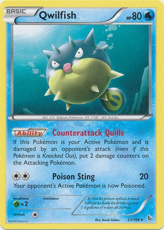 Qwilfish 21/106 - Pokemon XY Flashfire Rare Card