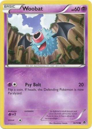Pokemon Emerging Powers Common Card - Woobat 36/98