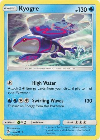 Kyogre - 53/236 - Rare Sun & Moon: Cosmic Eclipse Singles