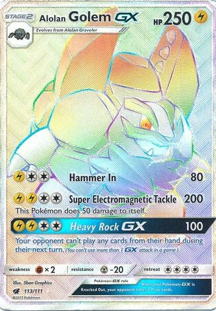 Alolan Golem GX 113/111 Hyper Rare - Pokemon Crimson Invasion Card