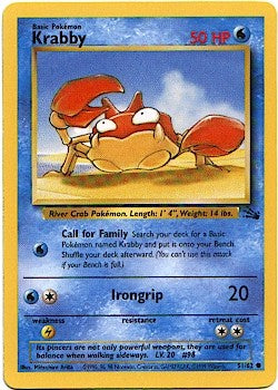 Pokemon Fossil Common Card - Krabby 51/62