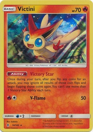 Victini 10/145 Holo Rare - Pokemon Sun & Moon Guardians Rising Card