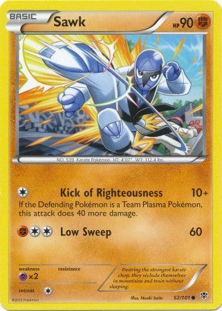 Sawk 52/101 - Pokemon Plasma Blast Common Card