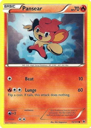 Pokemon Noble Victories Common Card - Pansear 16/101