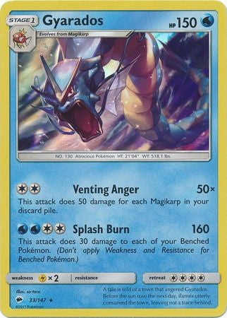 Gyarados 33/147 Holo Rare - Pokemon Sun & Moon Burning Shadows Card