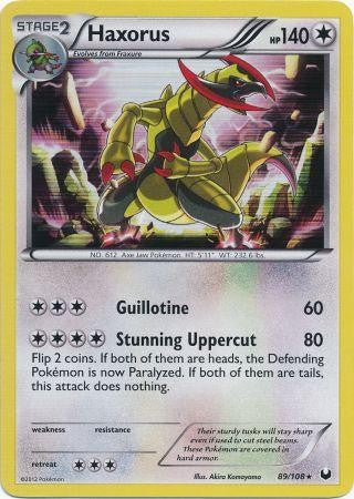 Pokemon Dark Explorers Holo Rare Card - Haxorus 89/108