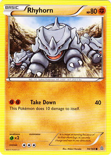 Rhyhorn 74/160 - Common Pokemon XY Primal Clash Card