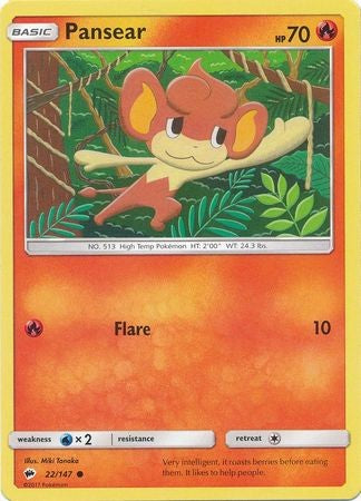 Pansear 22/147 Common - Pokemon Sun & Moon Burning Shadows Card